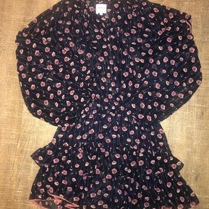 Misa Los Angeles floral navy and pink dress